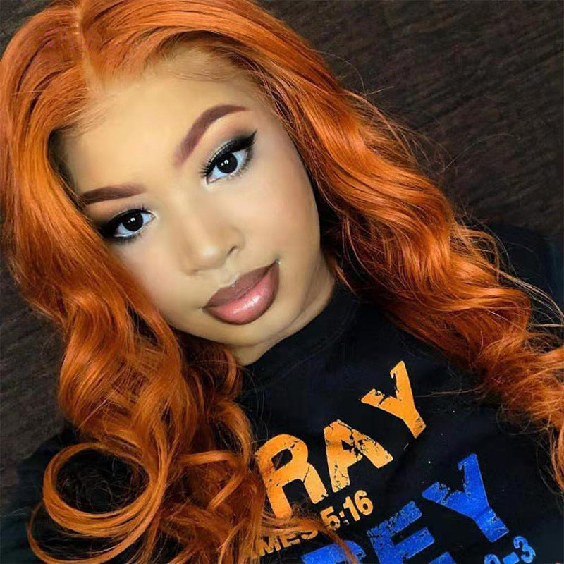 American Dark Orange Wig Hair Set Smooth Hair.